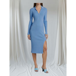 Rag & Bone Blue Dawson Blue Long Sleeve Knit Midi Dress Size Medium